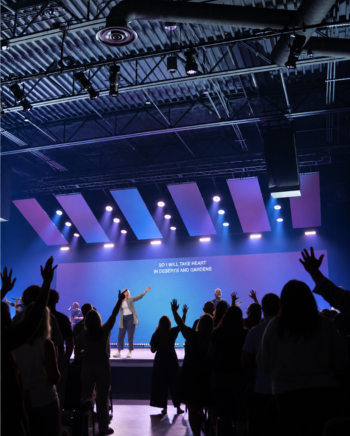 Cross Church worship, AI-cleaned photograph